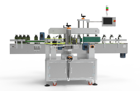 雙面不干膠貼標(biāo)機(jī)+卷標(biāo)機(jī)構(gòu)
